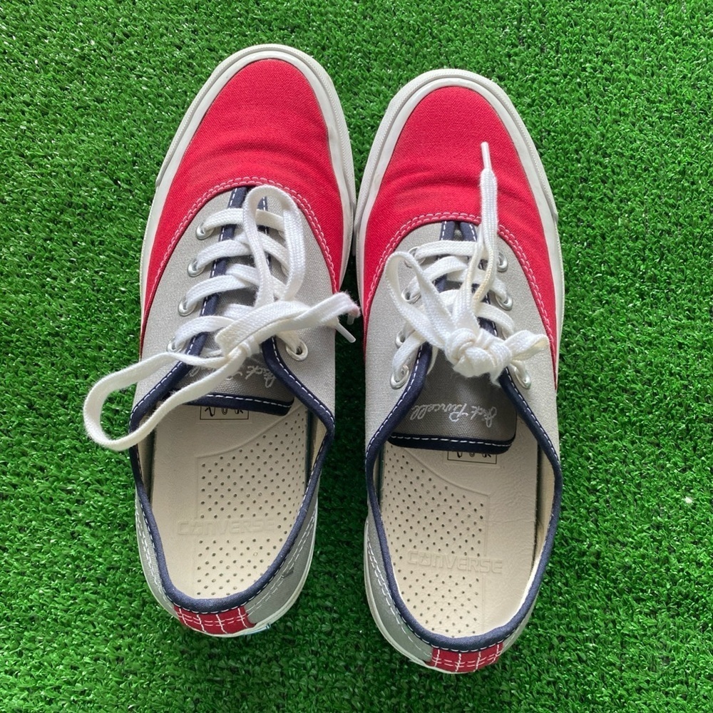 Converse Jack Purcell Low Top Red Gray OHIO STATE Deck Shoes Men 6M Women's - Picture 2 of 7